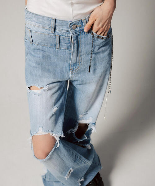 ROYAL FLASH（ロイヤルフラッシュ）の「MITSUKI/ミツキ/クラッシュワイドデニムパンツ（デニムパンツ・レディース・ブルー・M/S）」の7枚目の写真