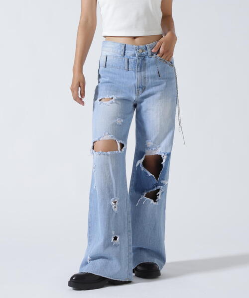 ROYAL FLASH（ロイヤルフラッシュ）の「MITSUKI/ミツキ/クラッシュワイドデニムパンツ（デニムパンツ・レディース・ブルー・M/S）」の12枚目の写真