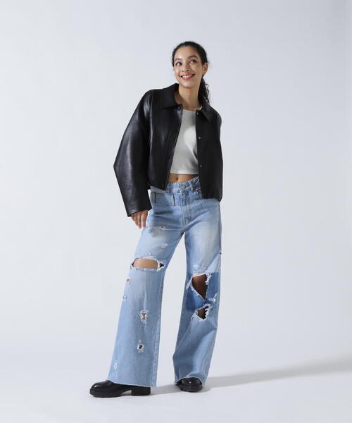 ROYAL FLASH（ロイヤルフラッシュ）の「MITSUKI/ミツキ/クラッシュワイドデニムパンツ（デニムパンツ・レディース・ブルー・M/S）」の13枚目の写真