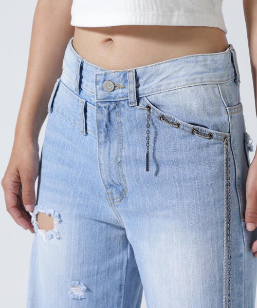 ROYAL FLASH（ロイヤルフラッシュ）の「MITSUKI/ミツキ/クラッシュワイドデニムパンツ（デニムパンツ・レディース・ブルー・M/S）」の16枚目の写真