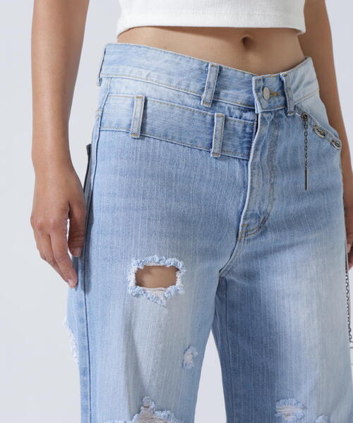 ROYAL FLASH（ロイヤルフラッシュ）の「MITSUKI/ミツキ/クラッシュワイドデニムパンツ（デニムパンツ・レディース・ブルー・M/S）」の17枚目の写真