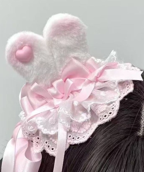 GCS 11D10-TJ うさ耳リボンヘアクリップ（バレッタ/ヘアクリップ