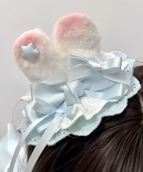 GCS 11D10-TJ うさ耳リボンヘアクリップ（バレッタ/ヘアクリップ