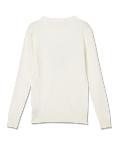 Guess(ゲス)の「Long Sleeves Crew Neck Sasha Triangle Logo Sweater ニットトップス(ニット/セーター・レディース・クリーム/ブラック・MEDIUM/LARGE/SMALL/X-SMALL)」の5枚目の写真