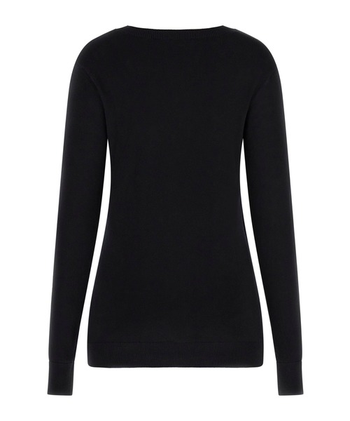 Guess(ゲス)の「Long Sleeves Crew Neck Sasha Triangle Logo Sweater ニットトップス(ニット/セーター・レディース・クリーム/ブラック・MEDIUM/LARGE/SMALL/X-SMALL)」の3枚目の写真