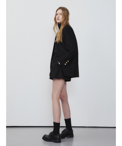 オーバーサイズツイードジャケット、ブラック