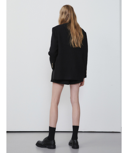 オーバーサイズツイードジャケット、ブラック