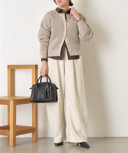 Jena espace merveilleux（ジェナ　エスパスメルヴェイユ）の「【春まで着れる】バンピーニットカーディガン（カーディガン/ボレロ・レディース・レッド/チャコールグレー/ライトグレー・FREE）」の10枚目の写真