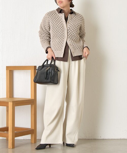 Jena espace merveilleux（ジェナ　エスパスメルヴェイユ）の「【春まで着れる】バンピーニットカーディガン（カーディガン/ボレロ・レディース・レッド/チャコールグレー/ライトグレー・FREE）」の11枚目の写真