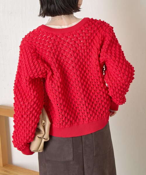 Jena espace merveilleux（ジェナ　エスパスメルヴェイユ）の「【春まで着れる】バンピーニットカーディガン（カーディガン/ボレロ・レディース・レッド/チャコールグレー/ライトグレー・FREE）」の9枚目の写真