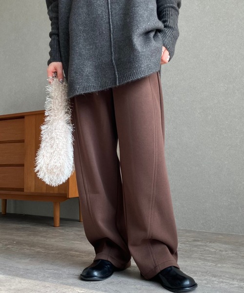 zena（ジェナ）の「裏ミンクファータッチ切替カーブパンツ（その他パンツ・レディース・ブラウン/アイボリー/杢グレー/オートミール・M）」の9枚目の写真