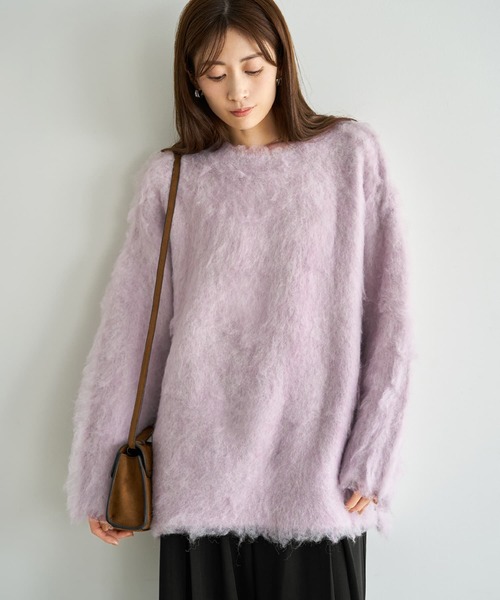 STYLE DELI(スタイルデリ)の「【LUXE】ふわふわ毛起こしブークレプルオーバー(ニット/セーター・レディース・イエロー系/ダークグレー/ピンク・FREE)」の1枚目の写真