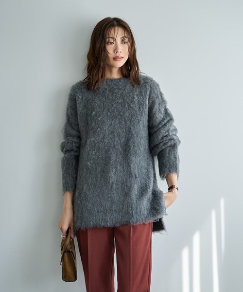 STYLE DELI(スタイルデリ)の「【LUXE】ふわふわ毛起こしブークレプルオーバー(ニット/セーター・レディース・イエロー系/ダークグレー/ピンク・FREE)」の16枚目の写真