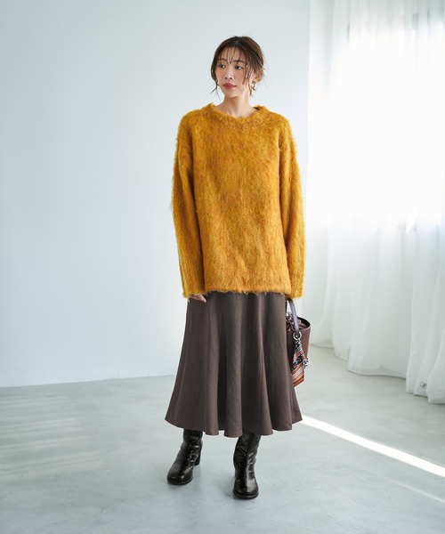 STYLE DELI(スタイルデリ)の「【LUXE】ふわふわ毛起こしブークレプルオーバー(ニット/セーター・レディース・イエロー系/ダークグレー/ピンク・FREE)」の17枚目の写真