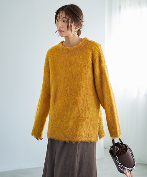 STYLE DELI(スタイルデリ)の「【LUXE】ふわふわ毛起こしブークレプルオーバー(ニット/セーター・レディース・イエロー系/ダークグレー/ピンク・FREE)」の18枚目の写真