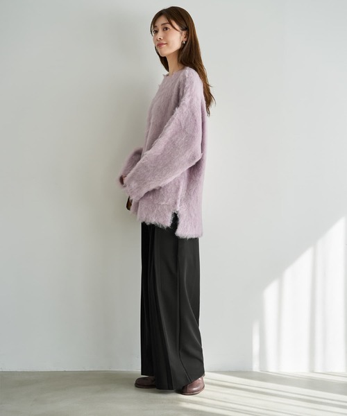 STYLE DELI(スタイルデリ)の「【LUXE】ふわふわ毛起こしブークレプルオーバー(ニット/セーター・レディース・イエロー系/ダークグレー/ピンク・FREE)」の5枚目の写真