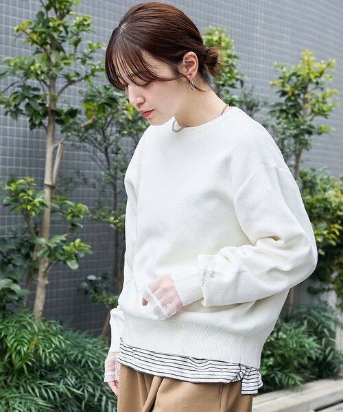 選べる6色展開 / スプリングカラー】袖刺繍 スウェットライク