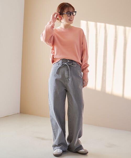 coen（コーエン）の「【選べる6色展開 / スプリングカラー】袖刺繍 スウェットライクハイゲージニット（ニット/セーター・レディース・ライトグレー/オフホワイト/クリーム/ライトピンク/ライトブルー/ベージュ・FREE）」の8枚目の写真