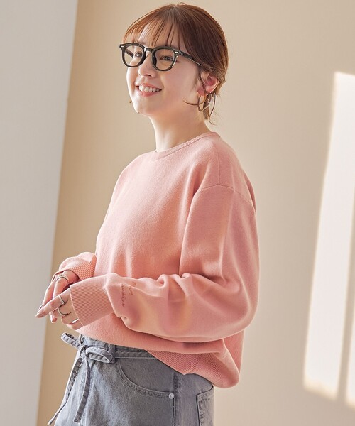 coen（コーエン）の「【選べる6色展開 / スプリングカラー】袖刺繍 スウェットライクハイゲージニット（ニット/セーター・レディース・ライトグレー/オフホワイト/クリーム/ライトピンク/ライトブルー/ベージュ・FREE）」の10枚目の写真