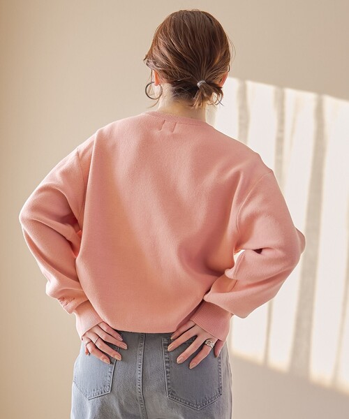 coen（コーエン）の「【選べる6色展開 / スプリングカラー】袖刺繍 スウェットライクハイゲージニット（ニット/セーター・レディース・ライトグレー/オフホワイト/クリーム/ライトピンク/ライトブルー/ベージュ・FREE）」の11枚目の写真