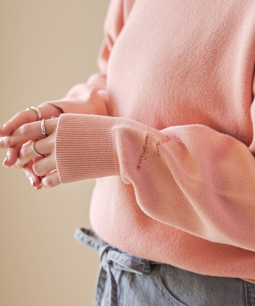 coen（コーエン）の「【選べる6色展開 / スプリングカラー】袖刺繍 スウェットライクハイゲージニット（ニット/セーター・レディース・ライトグレー/オフホワイト/クリーム/ライトピンク/ライトブルー/ベージュ・FREE）」の12枚目の写真