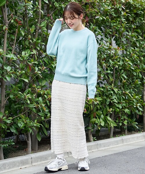 coen（コーエン）の「【選べる6色展開 / スプリングカラー】袖刺繍 スウェットライクハイゲージニット（ニット/セーター・レディース・ライトグレー/オフホワイト/クリーム/ライトピンク/ライトブルー/ベージュ・FREE）」の17枚目の写真