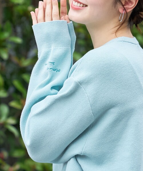 coen（コーエン）の「【選べる6色展開 / スプリングカラー】袖刺繍 スウェットライクハイゲージニット（ニット/セーター・レディース・ライトグレー/オフホワイト/クリーム/ライトピンク/ライトブルー/ベージュ・FREE）」の21枚目の写真