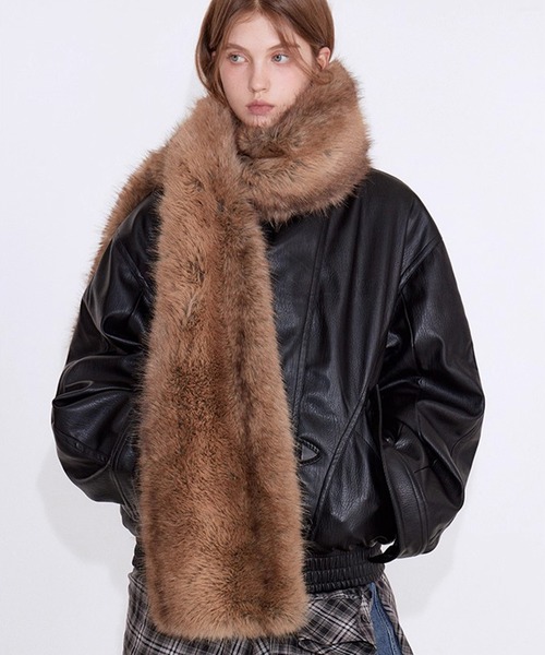 ペイズリー柄 フェイクファーマフラー FD25PS005【Fano Studios