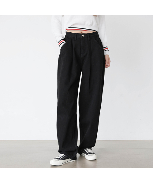 GCLIP(ジクリップ)の「ピンタックルーズフィットワイドパンツ(その他パンツ・レディース・ブラック・MEDIUM/LARGE/X-LARGE/2XL)」の1枚目の写真