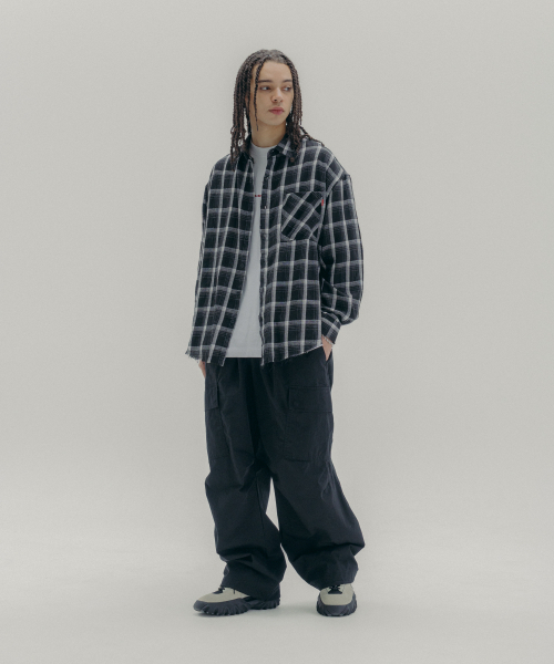 PSSHOPPER（ピーエスショッパ）の「オーバーフィットダメージウォッシングチェックシャツ[ブラック]（シャツ/ブラウス・メンズ・その他・LARGE/X-LARGE）」の2枚目の写真