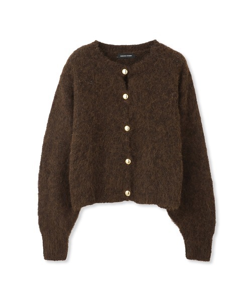 QUEENS COURT（クイーンズコート）の「ソフトシャギーキモウメタルボタンカーディガン（カーディガン/ボレロ・レディース・オフホワイト/ブラウン/パープル・M）」の10枚目の写真