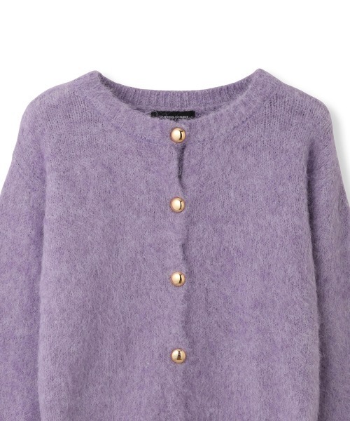 QUEENS COURT（クイーンズコート）の「ソフトシャギーキモウメタルボタンカーディガン（カーディガン/ボレロ・レディース・オフホワイト/ブラウン/パープル・M）」の21枚目の写真