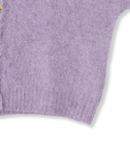 QUEENS COURT（クイーンズコート）の「ソフトシャギーキモウメタルボタンカーディガン（カーディガン/ボレロ・レディース・オフホワイト/ブラウン/パープル・M）」の5枚目の写真