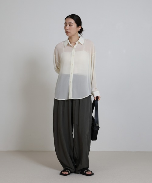 select MOCA（セレクトモカ）の「とろみイージーバルーンパンツ（その他パンツ・レディース・グレイッシュベージュ/オフホワイト・FREE）」の4枚目の写真