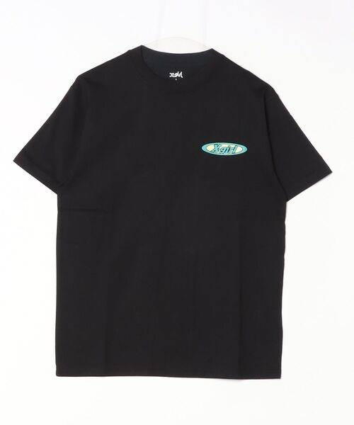 X-girl(エックスガール)の「BI COLOR OVAL LOGO S/S TEE(Tシャツ/カットソー・レディース・ブラック/ライトブルー/ホワイト・S/M/L)」の3枚目の写真