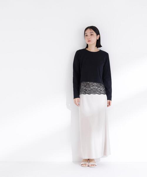 NATURAL BEAUTY BASIC(ナチュラルビューティーベーシック)の「◇レースドッキングカットソー(Tシャツ/カットソー・レディース・ブラック/オフホワイト・FREE)」の10枚目の写真