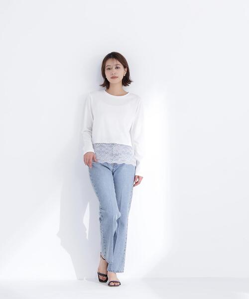 NATURAL BEAUTY BASIC(ナチュラルビューティーベーシック)の「◇レースドッキングカットソー(Tシャツ/カットソー・レディース・ブラック/オフホワイト・FREE)」の14枚目の写真