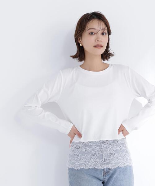 NATURAL BEAUTY BASIC(ナチュラルビューティーベーシック)の「◇レースドッキングカットソー(Tシャツ/カットソー・レディース・ブラック/オフホワイト・FREE)」の19枚目の写真