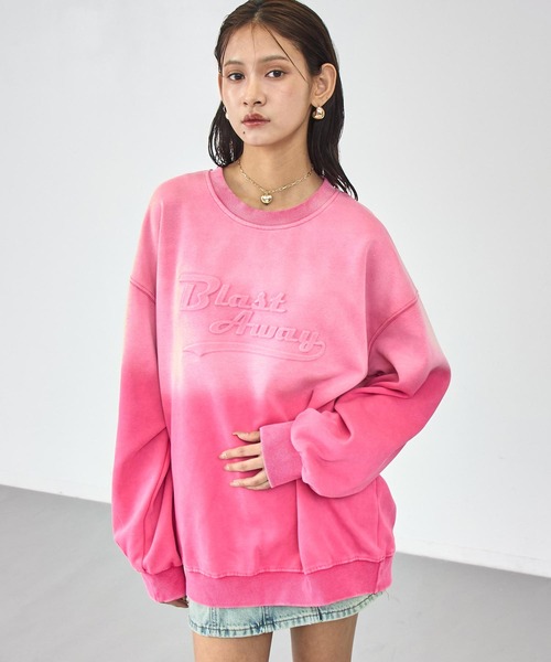 ANAP（アナップ）の「ウォッシュ加工 グラデーション エンボスロゴ スウェット プルオーバー（スウェット・レディース・ブラック/ピンク・F）」の8枚目の写真