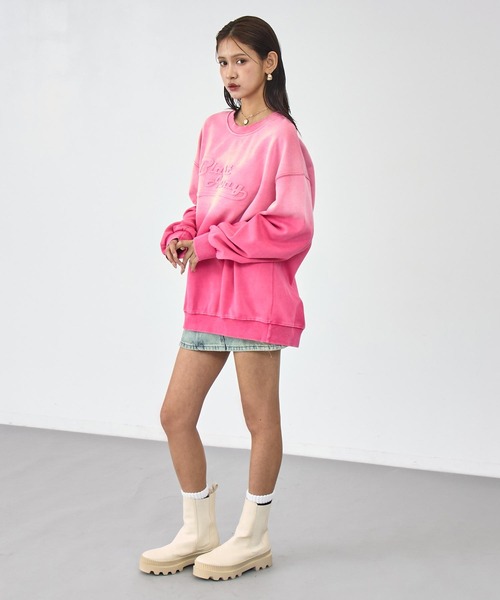 ANAP（アナップ）の「ウォッシュ加工 グラデーション エンボスロゴ スウェット プルオーバー（スウェット・レディース・ブラック/ピンク・F）」の12枚目の写真