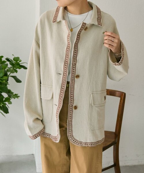 ear PAPILLONNER(イアパピヨネ)の「花柄刺しゅうジャケット【SUM1 STYLE】(その他アウター・レディース・グレイッシュベージュ・FREE)」の16枚目の写真