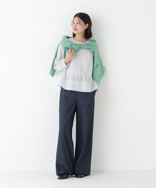 human woman(ヒューマンウーマン)の「◆【ウォッシャブル】ストライプボリュームブラウス(シャツ/ブラウス・レディース・グリーン系その他4/ブルー系その他3・MEDIUM)」の4枚目の写真