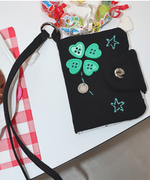 RONRON（ロンロン）の「BUTTON CLOVER CARD WALLET BLACK（札入れ/マネークリップ）」