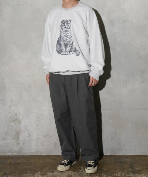 THRIFTY LOOK（スリフティールック）の「NHK「星野源と松重豊のおともだち」星野源様着用 THRIFTY LOOK / スリフティールック OTHER SIZE PRINTED CAT SWEAT インサイドアウト 猫 スウェット（スウェット・メンズ・パープル/ホワイト/ブラック・LARGE/X-LARGE/MEDIUM/SMALL）」の20枚目の写真