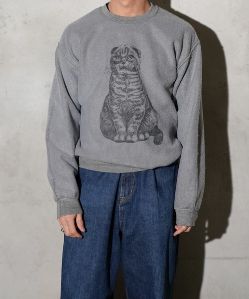 THRIFTY LOOK（スリフティールック）の「NHK「星野源と松重豊のおともだち」星野源様着用 THRIFTY LOOK / スリフティールック OTHER SIZE PRINTED CAT SWEAT インサイドアウト 猫 スウェット（スウェット・メンズ・パープル/ホワイト/ブラック・LARGE/X-LARGE/MEDIUM/SMALL）」の21枚目の写真
