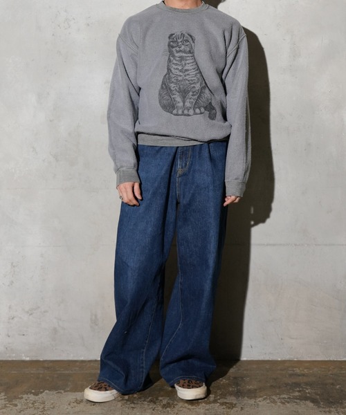 THRIFTY LOOK（スリフティールック）の「NHK「星野源と松重豊のおともだち」星野源様着用 THRIFTY LOOK / スリフティールック OTHER SIZE PRINTED CAT SWEAT インサイドアウト 猫 スウェット（スウェット・メンズ・パープル/ホワイト/ブラック・LARGE/X-LARGE/MEDIUM/SMALL）」の22枚目の写真