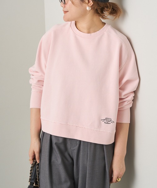 PUAL CE CIN（ピュアルセシン）の「ロゴ刺繍ショートスウェット（Tシャツ/カットソー・レディース・グレー/オフホワイト/サックスブルー/ピンク/イエロー/オートミール・FREE）」の6枚目の写真