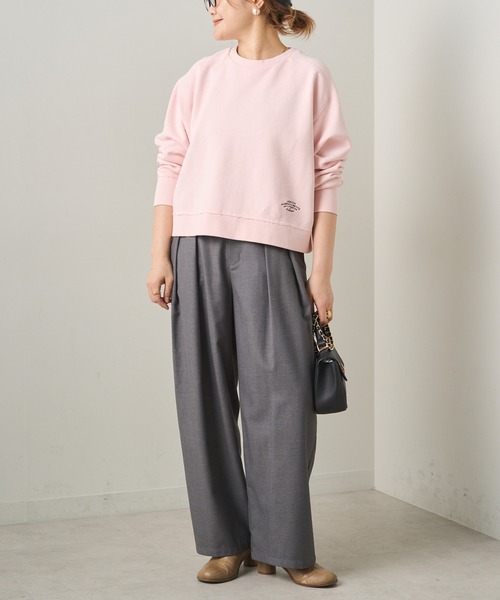 PUAL CE CIN（ピュアルセシン）の「ロゴ刺繍ショートスウェット（Tシャツ/カットソー・レディース・グレー/オフホワイト/サックスブルー/ピンク/イエロー/オートミール・FREE）」の12枚目の写真