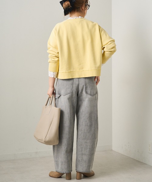 PUAL CE CIN（ピュアルセシン）の「ロゴ刺繍ショートスウェット（Tシャツ/カットソー・レディース・グレー/オフホワイト/サックスブルー/ピンク/イエロー/オートミール・FREE）」の16枚目の写真