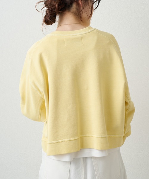 PUAL CE CIN（ピュアルセシン）の「ロゴ刺繍ショートスウェット（Tシャツ/カットソー・レディース・グレー/オフホワイト/サックスブルー/ピンク/イエロー/オートミール・FREE）」の22枚目の写真